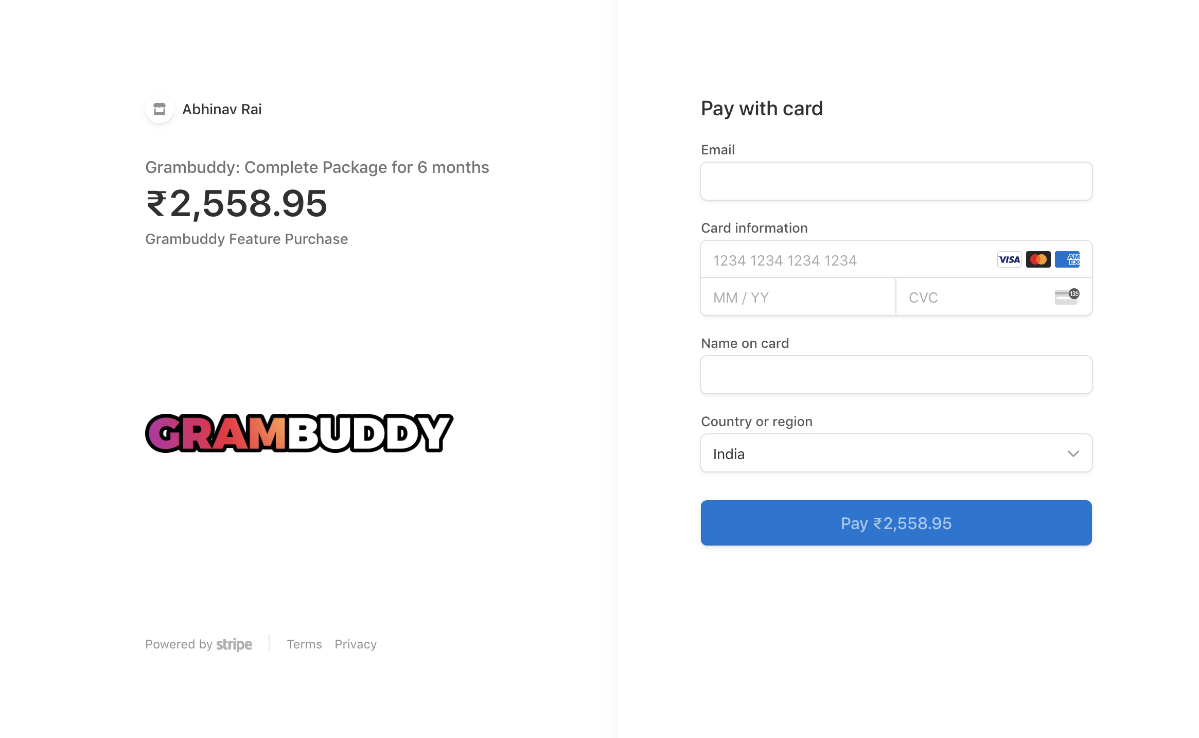 Stripe payment portal